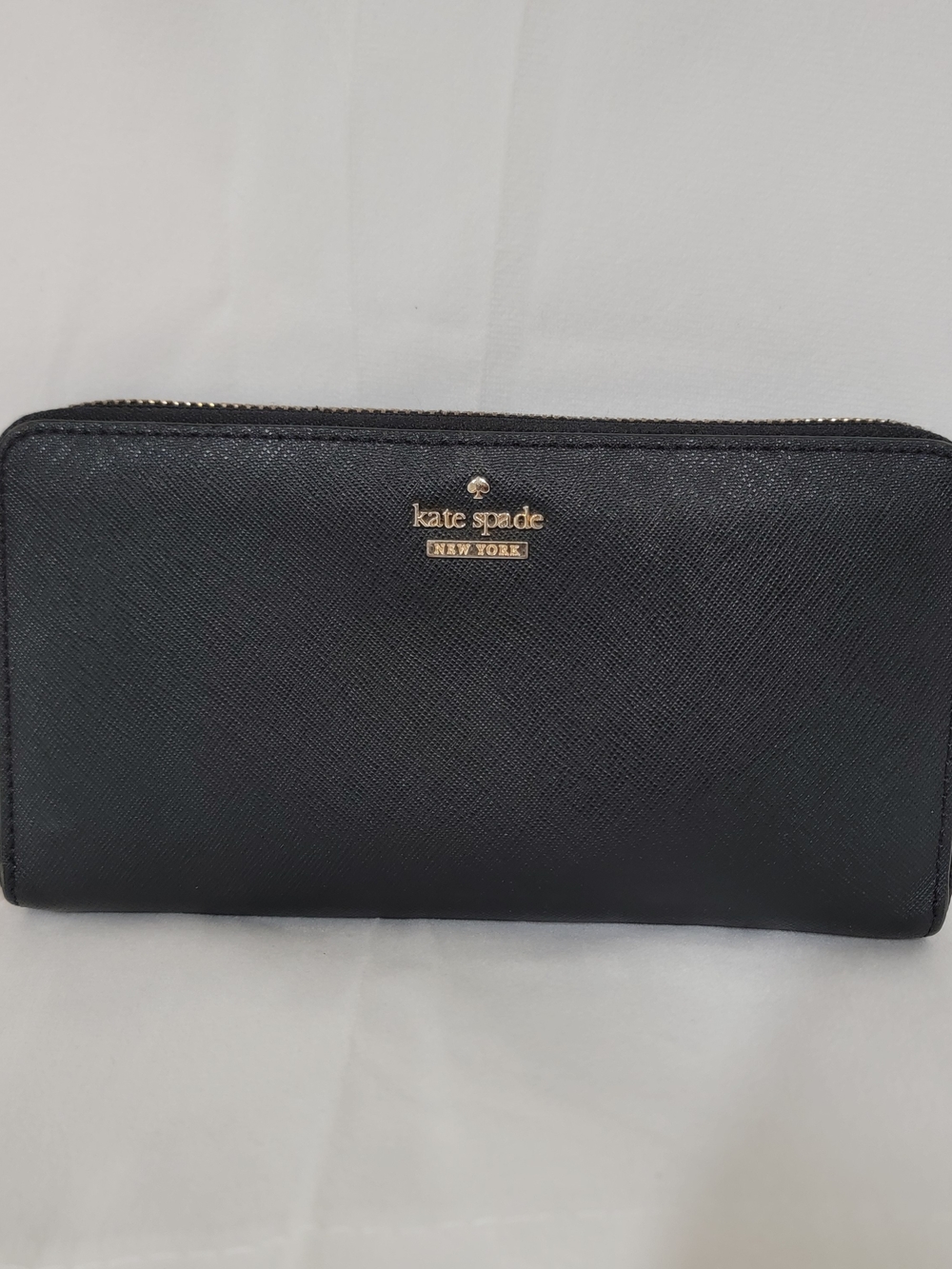 kate spade Black Zip Around Saffiano Leather Wallet